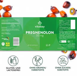 Pregnenolone 50 mg - 120 Capsule vegane, Vitabay Beneficii Pregnenolona: un precursor al oricărui alt hormon, stimulează procesu