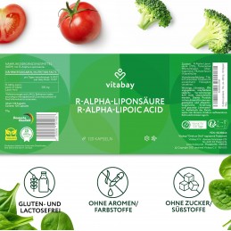 Vitabay R-Alpha Acid Lipoic 300 mg 120 capsule - Antioxidant si Energie celulara Acidul alfa-lipoic se gaseste natural in fiecar