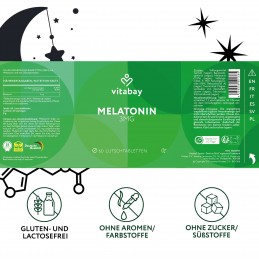 Melatonin 3mg 60 Tablete, Vitabay Melatonina este produsă în glanda pineală din creier și reglează ciclul somn-veghe. Produsul n
