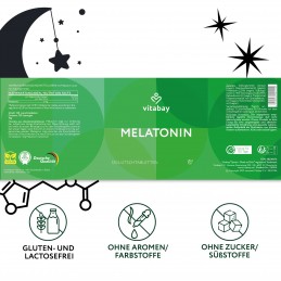 Melatonin 3mg 120 Tablete, Vitabay Datorită formatului de pastilă sublinguală, melatonina este absorbită direct prin mucoasa ora