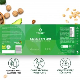 Coenzym Q10 Depot 200 mg - 120 Capsule vegane, Vitabay Coenzima noastră Q10, 200 mg ubiquinonă per capsulă, susține metabolismul
