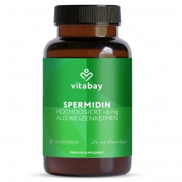 Spermidin 6 mg Doza mare - 120 Capsule, Vitabay Descoperă puterea Spermidinei 6 mg Doză Mare – noul tău companion pentru o viață