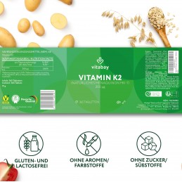 Vitabay Vitamina K2 MK-7 200 mcg 365 tablete vegane - Suport oase si circulatie Vitamina K2 este importantă în primul rând pentr