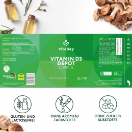 Vitamina D3 - 20.000 UI - 120 Tablete vegan, Vitabay Vitamina D3 20.000 ui beneficii: ajuta la mentinerea sanatatii oaselor, sup Vitamina D3 - 20.000 UI - 120 Tablete vegan, Vitabay Vitamina D3 20.000 ui beneficii: ajuta la mentinerea sanatatii oaselor, sup