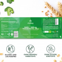 NAD+ 1000 mg Trans-Resveratrol 600 mg liposomal - Doza mare - 90 Capsule vegane, Vitabay Experimentați calitatea și puritatea NA