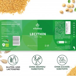 Lecitina 1.200 mg - 120 capsule vegane, Vitabay Descoperiți Lecitină 1200 mg – un supliment alimentar de înaltă calitate, cu bio