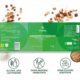 Coenzym Vitamin B12 Depot - Dibencozida 10.000 mcg - 30 Tablete vegane, Vitabay Suplimentul nostru alimentar vă oferă 10.000 mcg