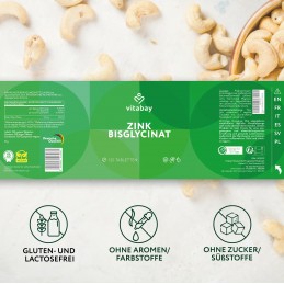 Zinc Bisglicinat 25mg - 120 Tablete, Vitabay Bisglicinatul nostru de zinc oferă cea mai mare biodisponibilitate pentru aportul z