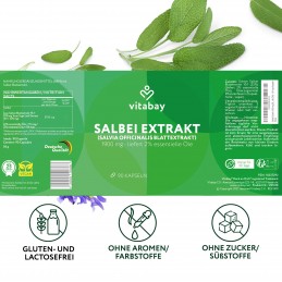 Salvie Extract 1900 mg - 90 Capsule vegane, Vitabay Descoperiți capsulele noastre cu extract de salvie. Extractul nostru de salv