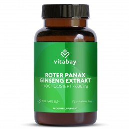 Ginseng Panax Extrakt 600 mg - 120 Capsule vegane, Vitabay Experimentați puterea revigorantă a extractului nostru de Panax Ginse