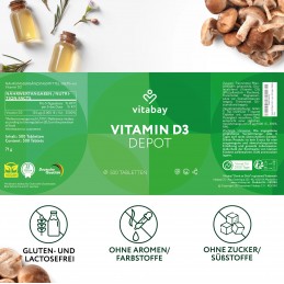 Vitamin D3 Depot 5.000 UI - 500 Tablete Vegane, Vitabay Descoperiți secretul funcționării normale a sistemului imunitar și al oa