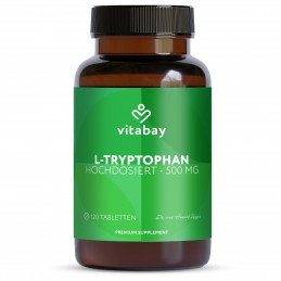 Vitabay L-Triptofan - 500 mg - 120 Tablete Vegan Beneficii importante ale triptofanului: tulburare somn și insomnie, in caz de d Vitabay L-Triptofan - 500 mg - 120 Tablete Vegan Beneficii importante ale triptofanului: tulburare somn și insomnie, in caz de d