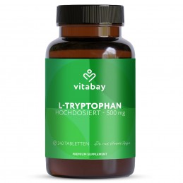 Vitabay L-Triptofan - 500 mg - 240 Tablete Vegan Beneficii importante ale triptofanului: tulburare somn și insomnie, in caz de d Vitabay L-Triptofan - 500 mg - 240 Tablete Vegan Beneficii importante ale triptofanului: tulburare somn și insomnie, in caz de d