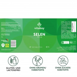 Seleniu 200 mcg - 180 Tablete Vegane, Vitabay Descoperiți oligoelementul esențial seleniul. Cu 200 mcg per doză zilnică, produsu