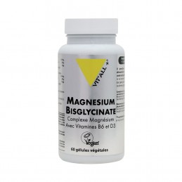 Magnesium Bisglycinate Complexe + Vitamine B6 si D3 60 Capsule, VIT’ALL+ COMPLEXUL DE MAGNEZIU combină bisglicinatul de magneziu