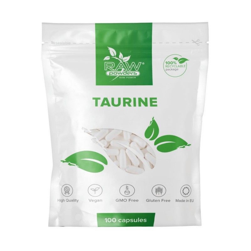 RAW Powders Taurina 500 mg 100 capsule - Energie crescuta si vitalitate Aminoacidul taurină, care conține sulf, se găsește în co