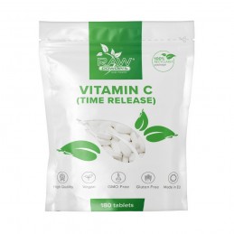 RAW Powders Vitamina C 1000 mg 180 Tablete - Eliberare Prelungita Vitamina C ajută la menținerea formării normale a colagenului,