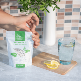 RAW Powders Vitamina C 1000 mg 180 Tablete - Eliberare Prelungita Vitamina C ajută la menținerea formării normale a colagenului,