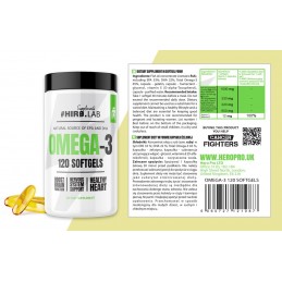 Omega 3 1000mg – 120 Capsule moi, Hiro.Lab Omega-3 de la Hiro.Lab este o doză concentrată de acizi grași EPA și DHA sănătoși, îm
