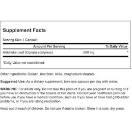 Swanson Artichoke Leaves 500mg 60 Capsule – Ficat & Colesterol Calmează-ți sistemul digestiv cu Swanson Artichoke! Sănătatea gas
