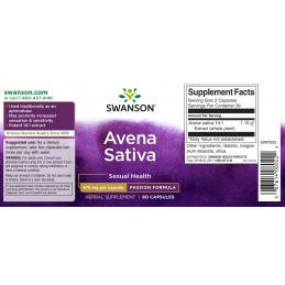 Swanson Avena Sativa Max Potency Man 575mg 60 Capsule – Libido & Potenta Adu înapoi pasiunea în romantismul tău cu puterea energ