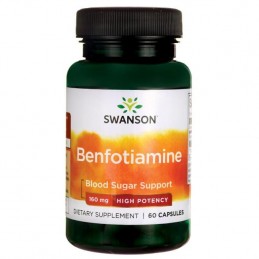 Benfotiamine 160 mg 60 Capsule, Swanson Benfotiamina este o formă liposolubilă de tiamină sau vitamina B-1. Are proprietăți acti