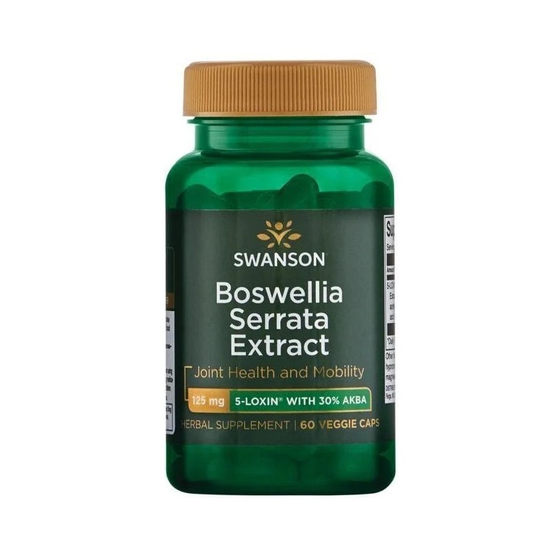 Swanson Boswellia Serrata 125 mg – 60 Capsule – Dureri Articulare si Inflamatii Extractul Swanson - Boswelia Serrata este un sup