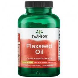 Flaxseed Oil (Ulei seminte de in) 1000 mg 100 Capsule, Swanson Fiecare capsulă moale conține un raport de 4:1 de acizi grași ome