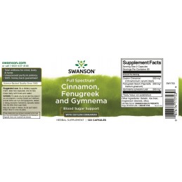Full Spectrum Cinnamon + Fenugreek + Gymnema 120 Capsule, Swanson Susține funcția metabolică
Suport sinergic a trei ingrediente
