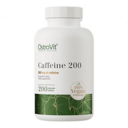 OstroVit Caffeine 200mg 200 Tablete – Energie & Focus Caffeine - Cofeina Beneficii: ajuta la accelerarea metabolismului, stimule