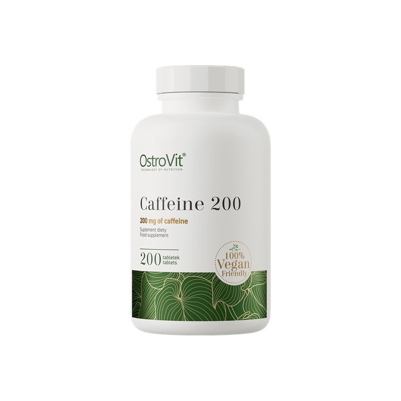 OstroVit Caffeine 200mg 200 Tablete – Energie & Focus Caffeine - Cofeina Beneficii: ajuta la accelerarea metabolismului, stimule