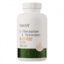 Theanine + Tyrosine VEGE 90 Capsule, OstroVit L-Teanina + L-Tirozina beneficii: Maximizeaza efectele cofeinei eliminand in acela