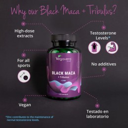 Vegavero Black Maca + Tribulus 120 Capsule – Libidou & Energie Beneficii Maca si Tribulus: ajuta la cresterea libidoului, benefi