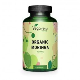 Moringa Oleifera Organic 1000 mg 180 Tablete, Vegavero Moringa Oleifera beneficii: contine antioxidanti si compusi antiinflamato