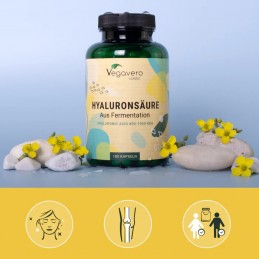 Vegavero Acid Hialuronic 600 mg 180 Capsule – Doza Mare, Efect Vizibil Acid Hialuronic Beneficii: umplerea ridurilor, reduce asp