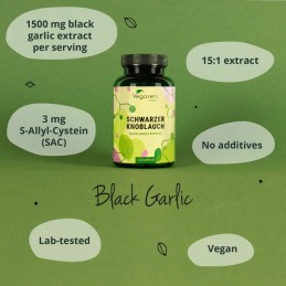 Vegavero Usturoi Negru 120 Capsule – Suport Colesterol & Inima Beneficii Extract Usturoi Negru: imbunătățește funcția imunitară,