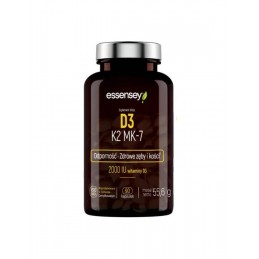 Essensey Vitamina D3 + K2 MK-7 90 cps - Absorbtie Optima Calciu SURSĂ BOGATĂ DE VITAMINĂ D3 ȘI K2 ÎN FORMĂ MK7 CU ABSORBARE PUTE