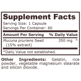 Mucuna Pruriens 350 mg - 60 Capsule, Pure Nutrition USA Un supliment alimentar natural cu L-dopa naturală, care susține starea d