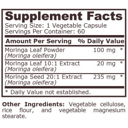 Moringa Complex - 60 Capsule Vege, Pure Nutrition USA Moringa este o plantă unică, deoarece aproape toate părțile sale - frunzel