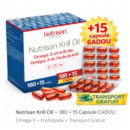 Krill Oil 500 mg 195 Capsule Nutrisan – Omega-3 Premium cu Absorbtie Ridicata ✅ Beneficii Krill Oil 180 + 15 capsule CADOU


✔️ 