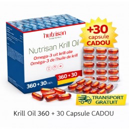 Krill Oil 360 + 30 Capsule CADOU – Pachet economic Omega-3 pentru 6 luni Nutrisan Krill Oil – supliment cu Omega-3 din ulei pur 