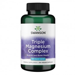 Swanson Triple Magnesium Complex 400mg 100 Capsule – Complex 3 Tipuri de Magneziu pentru Crampe si Oboseala Beneficii Triple Mag