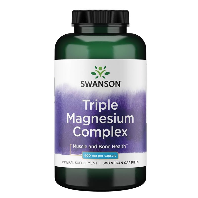 Swanson Triple Magnesium Complex 400 mg – 300 Capsule – Muschi, Stres si Somn 🔹 Triple Magneziu 3-in-1 Complex 400 mg – 300 caps