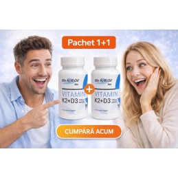 Vitamina D3 4000 UI + K2 (100 µg) – BioKrillOil, Pachet 1+1 (2×90 Tablete) 🟦 Beneficii pachet 1+1 Vitamina D3+K2



✔️ Pachet 1+