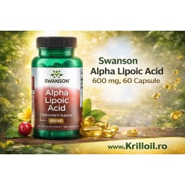 Swanson Acid Alfa Lipoic 600mg 60 Capsule – Antioxidant Puternic pentru Energie si Glicemie Beneficii cheie Alfa Lipoic Acid:



