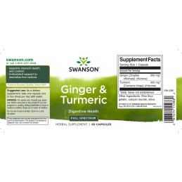 Swanson Ginger & Turmeric Ghimbir Turmeric 60 Capsule Swanson Ginger &amp; Turmeric 60 capsule – formulă naturală pentru digesti