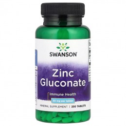 Swanson Zinc Gluconate 30mg 250 Tablete – Zinc pentru Sistem Imunitar si Metabolism BENEFICII ZINC: reglarea proceselor metaboli