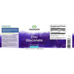 Swanson Zinc Gluconate 30mg 250 Tablete – Zinc pentru Sistem Imunitar si Metabolism BENEFICII ZINC: reglarea proceselor metaboli