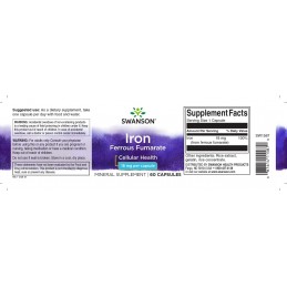 Swanson Iron 18 mg 60 Capsule – Fier pentru Energie si Formarea Globulelor Rosii Beneficiile fierului: are concentratie mare pen