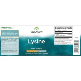 Swanson L-Lysine 500 mg 100 Capsule – Aminoacid pentru Imunitate si Piele Beneficii L-Lizina: ajuta la producerea de enzime, hor